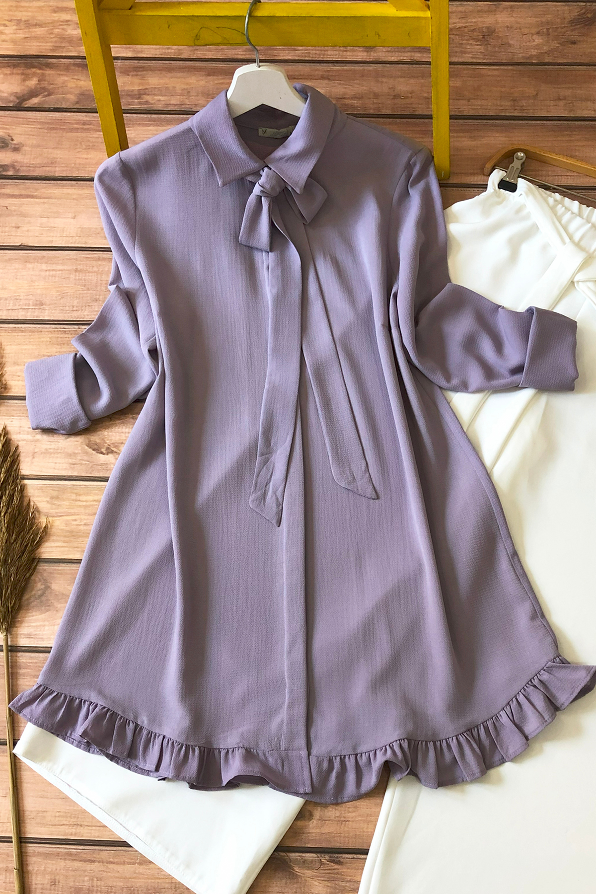 Fırfırlı Tunik Mq3989 - Lila