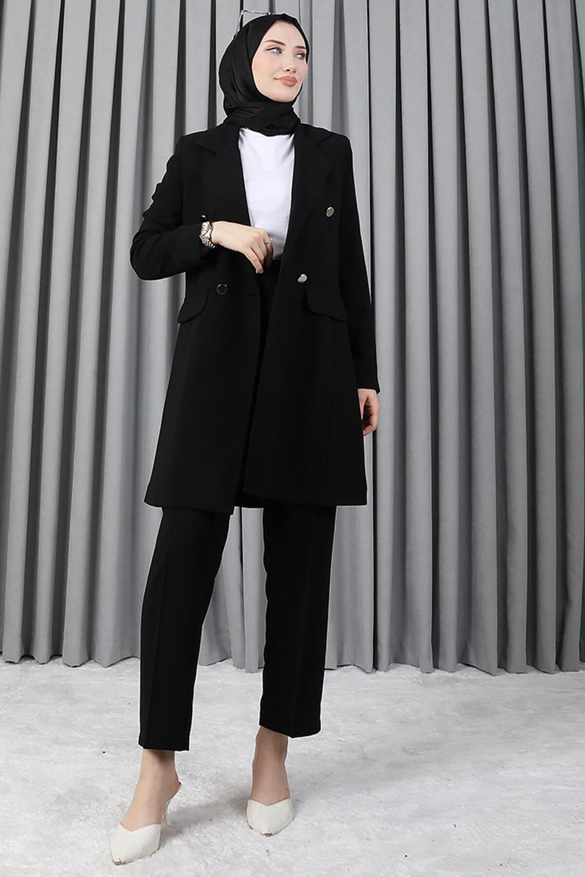 Kadın Siyah Blazer Ceket Takım