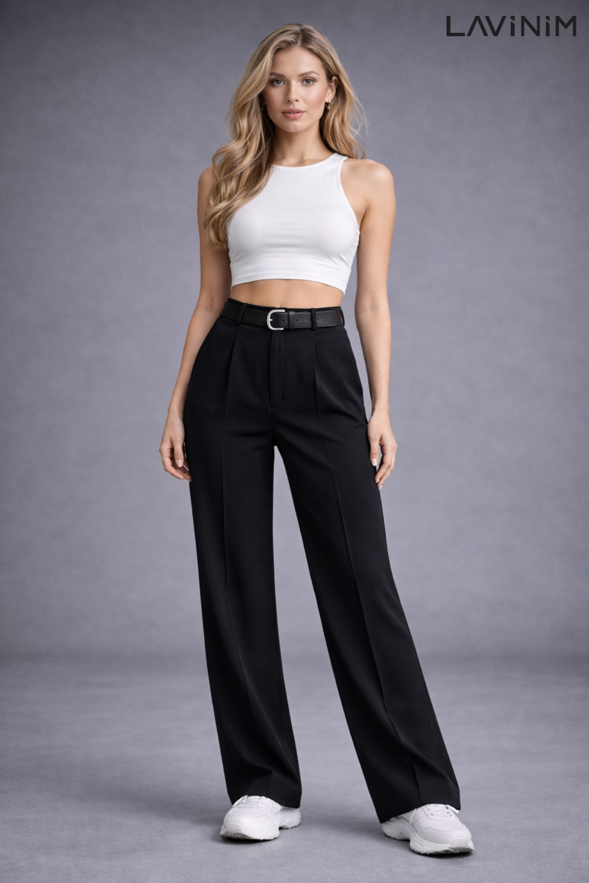 Kadın Kemer li Palazzo Oversize Kadın Pantolon Kemer Hediyeli