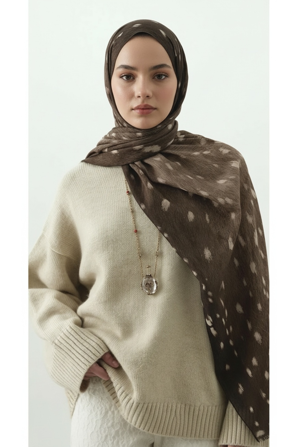 Fawn Ceylan Desen Pamuk Viskon Şal