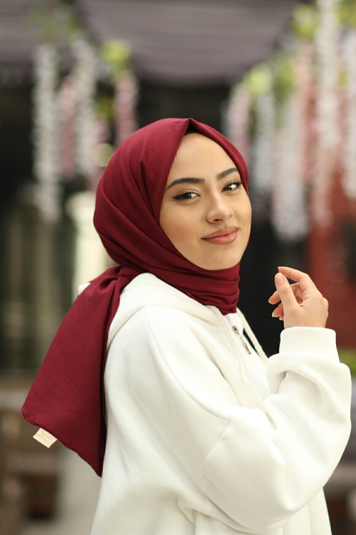 Tesettür Pamuk Kraş Cazz Şal Modeli -bordo