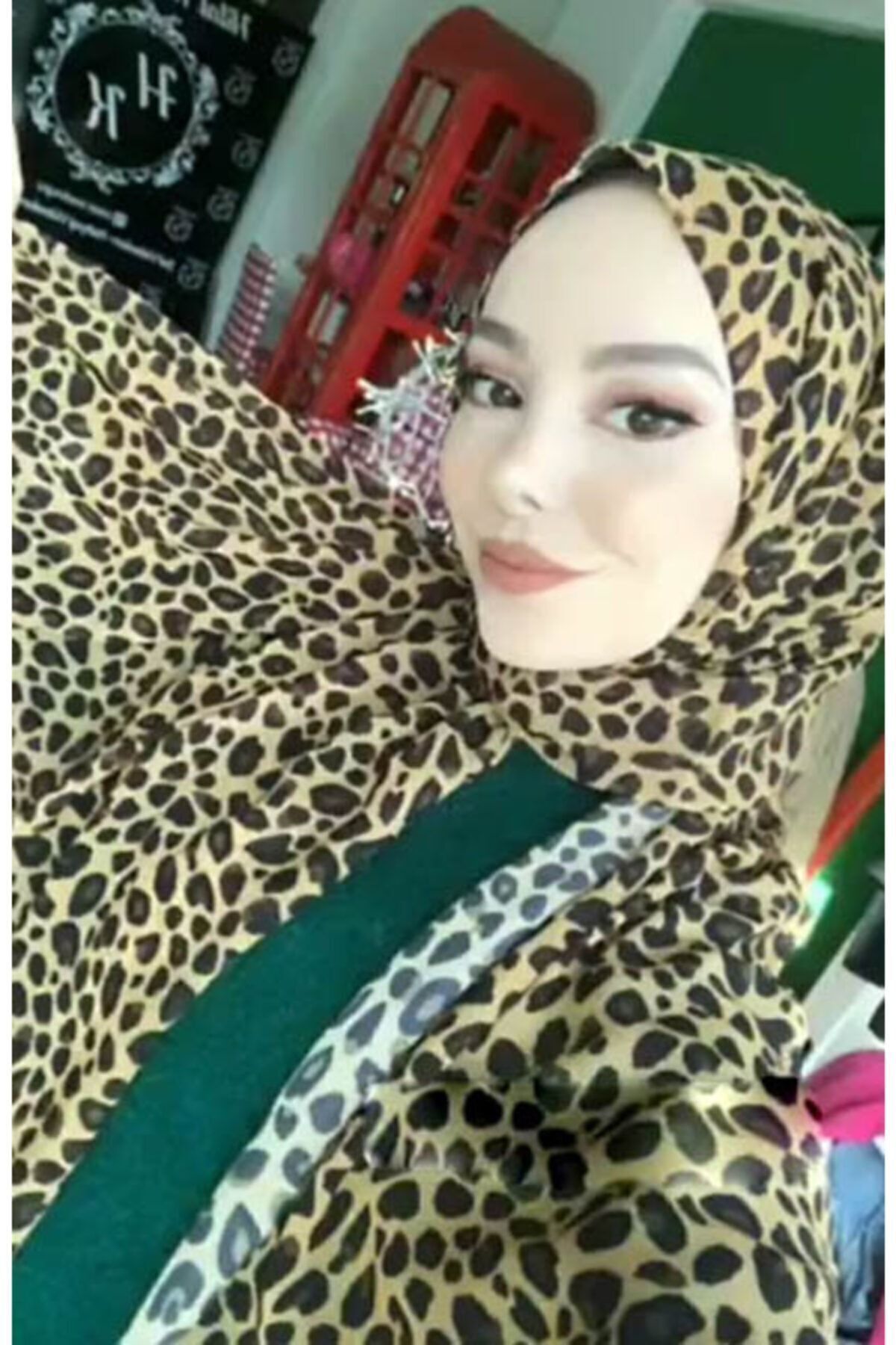 Leopar Desenli Şal Hardal