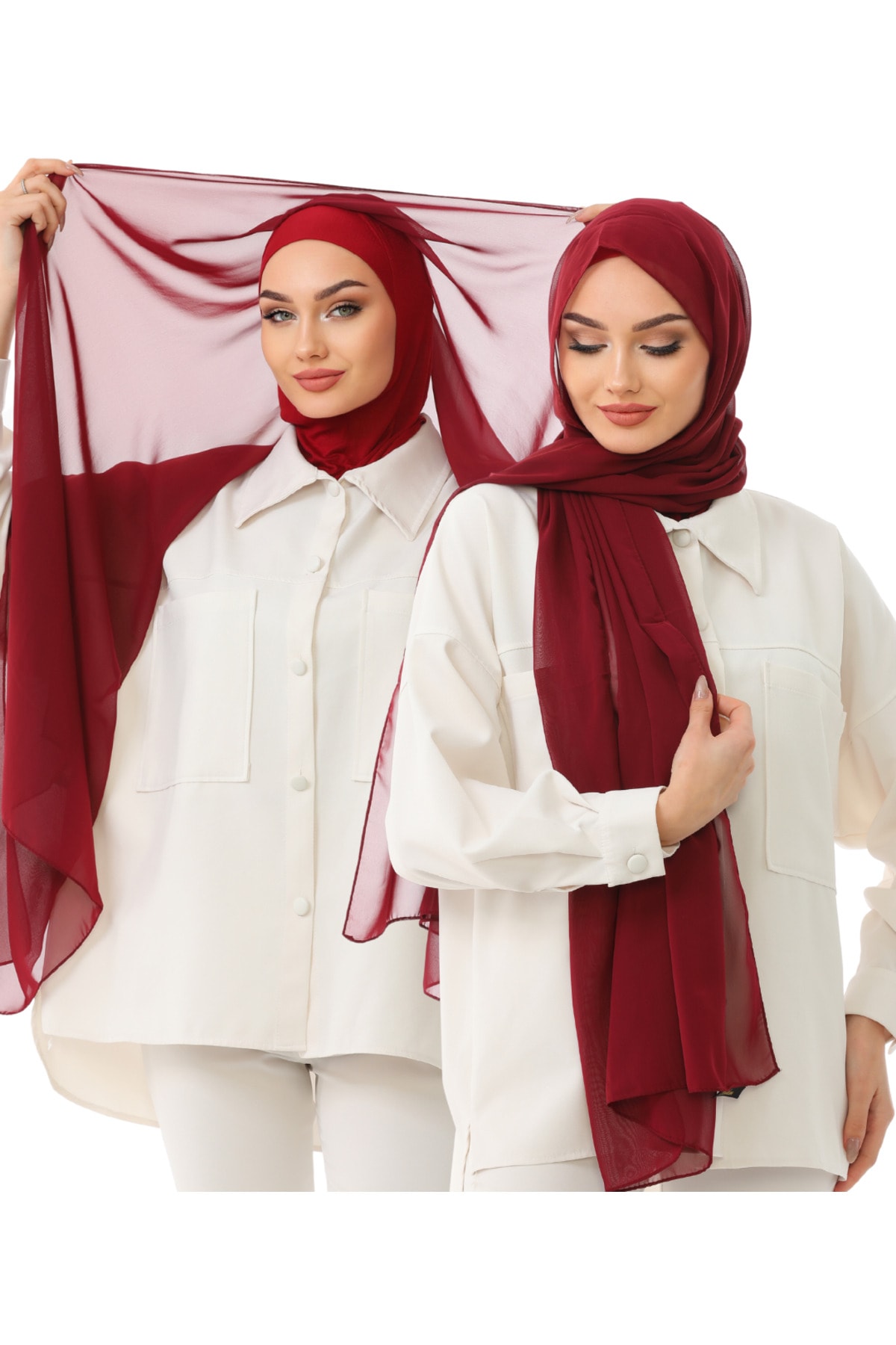 Pratik Boyunlu bone Şifon Hazır Şal, umre şal ninja boneli şal