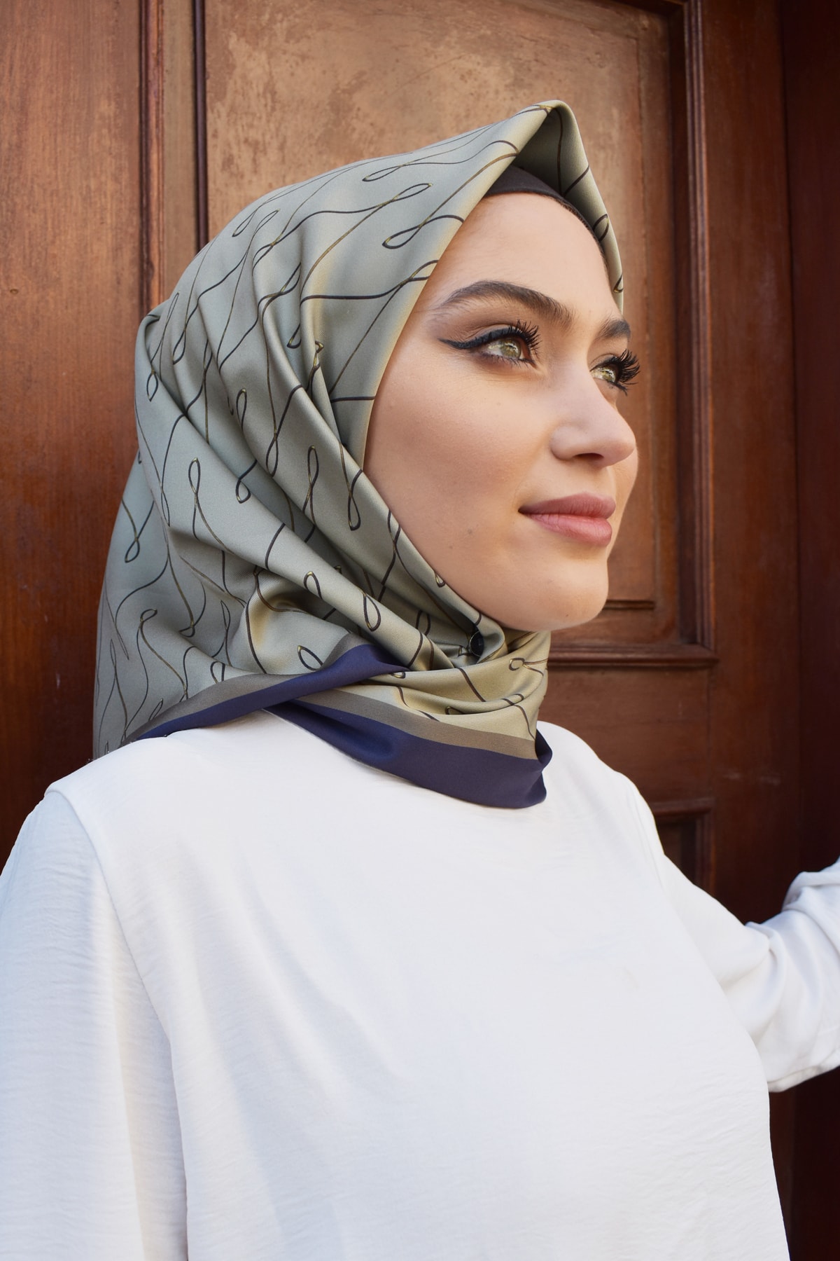 Basic Kreasyon Twill Eşarp Açık Haki-lacivert