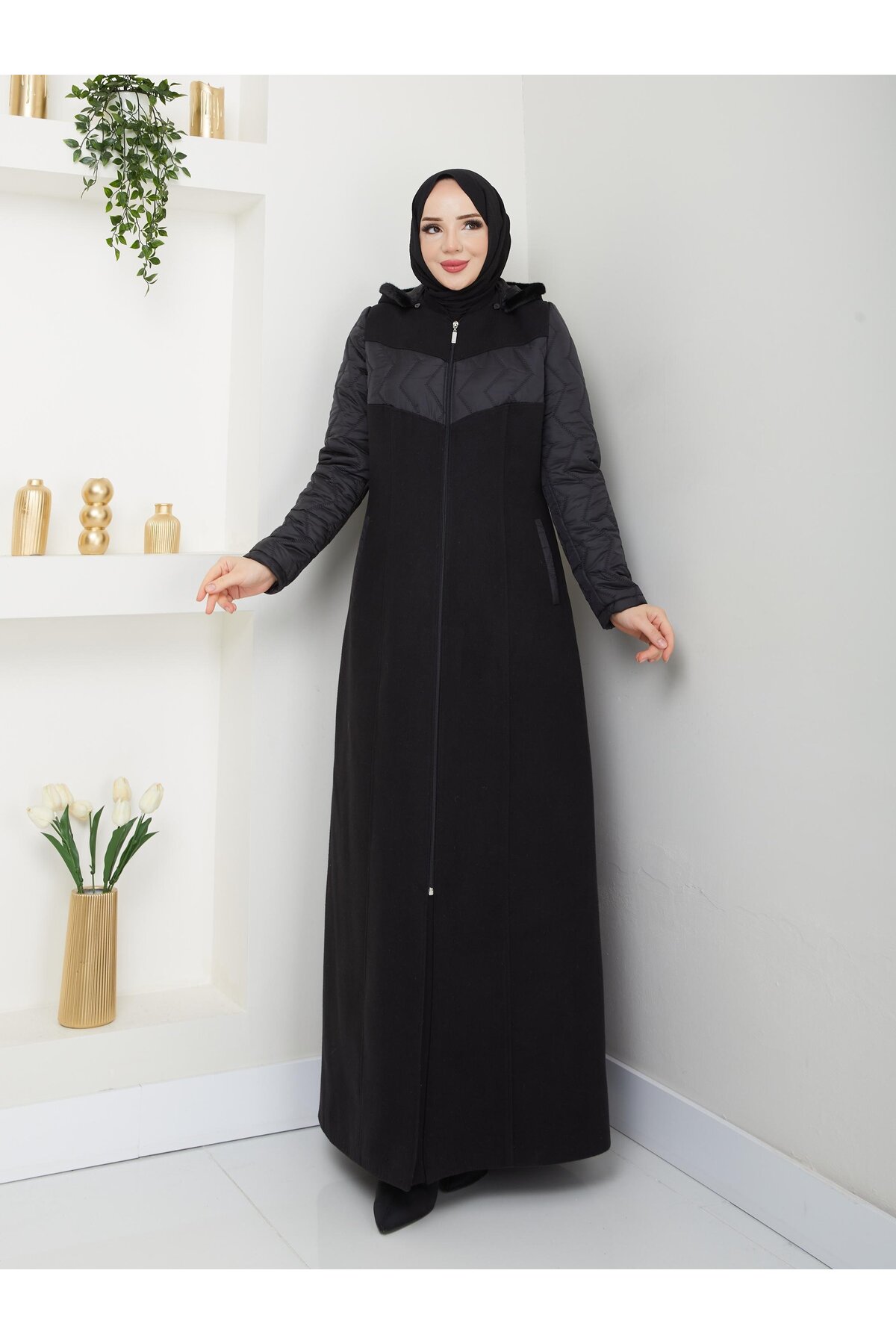 Kışlık Kaşe Kadın Pardesü Kapşonlu 20246