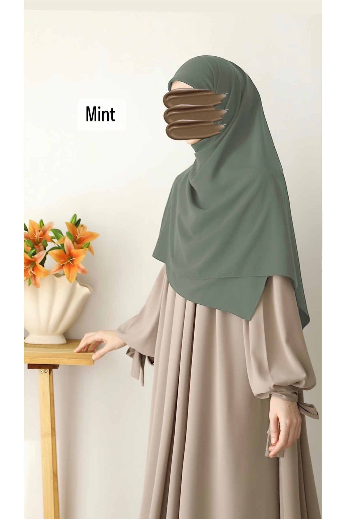 Tesettür Hijab Medine Ipeği Eşarp 120x120 Küf Yeşili
