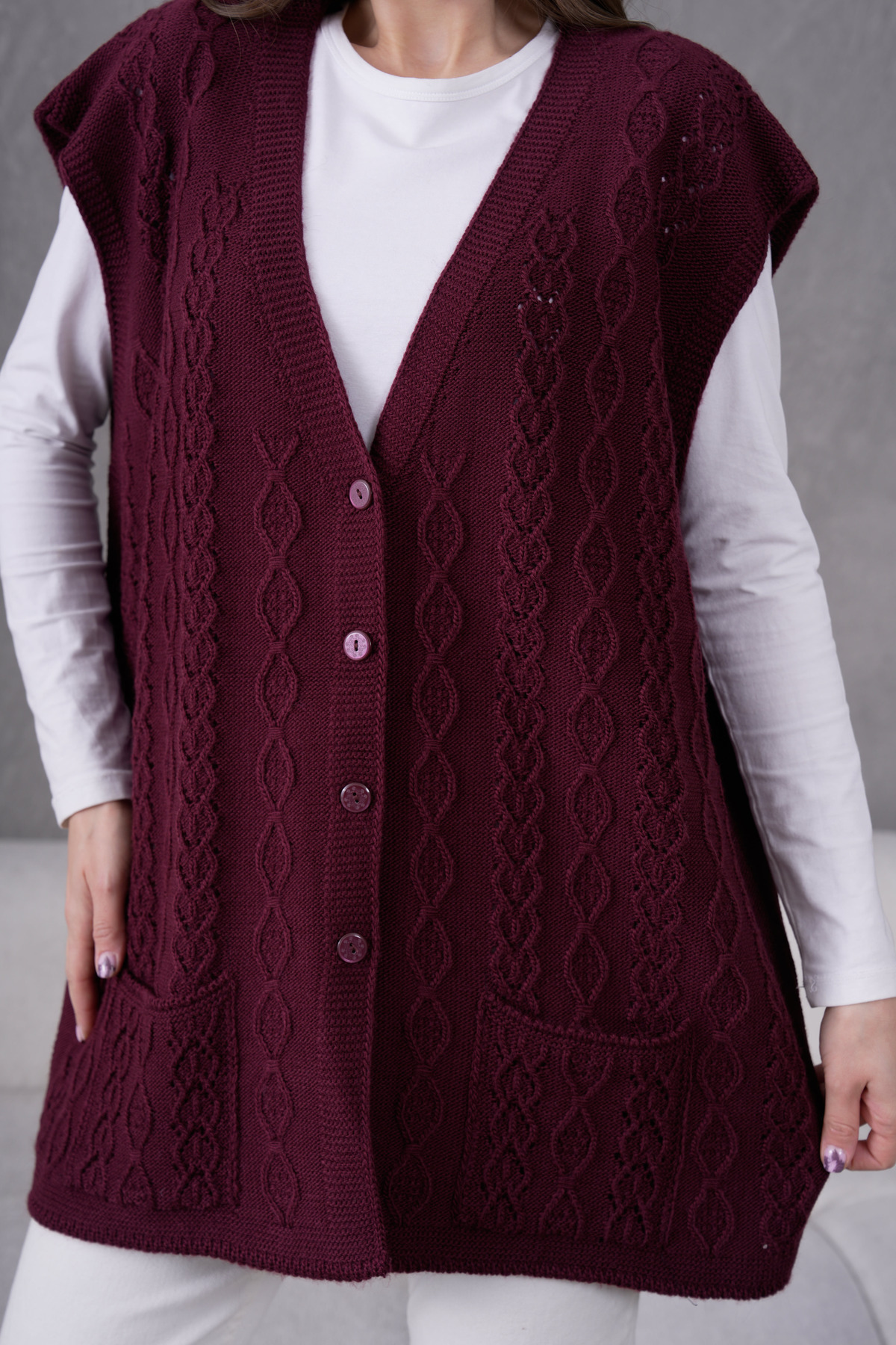 Triko Süper battal Büyük beden Triko Yün Yelek