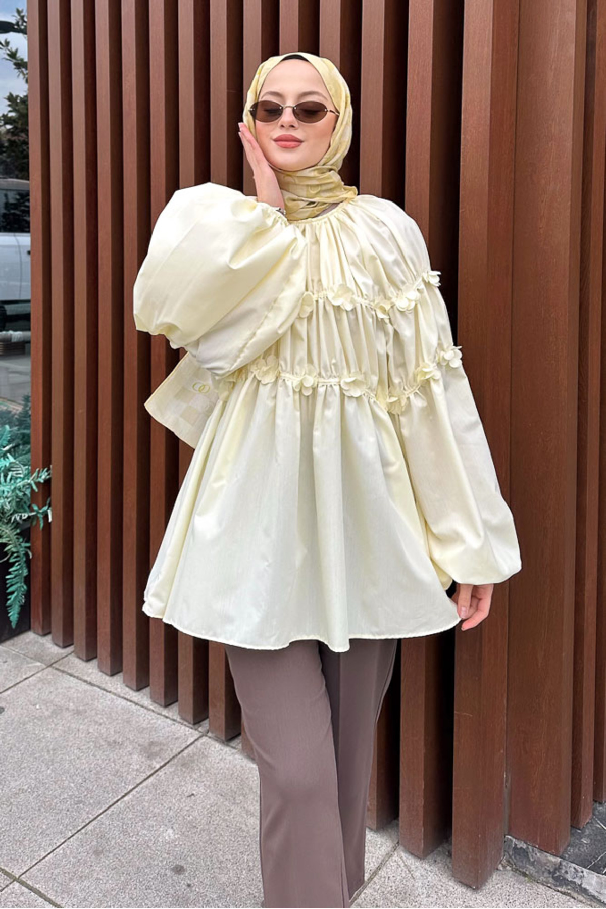 Mini Çiçekli Gömlek - Sarı