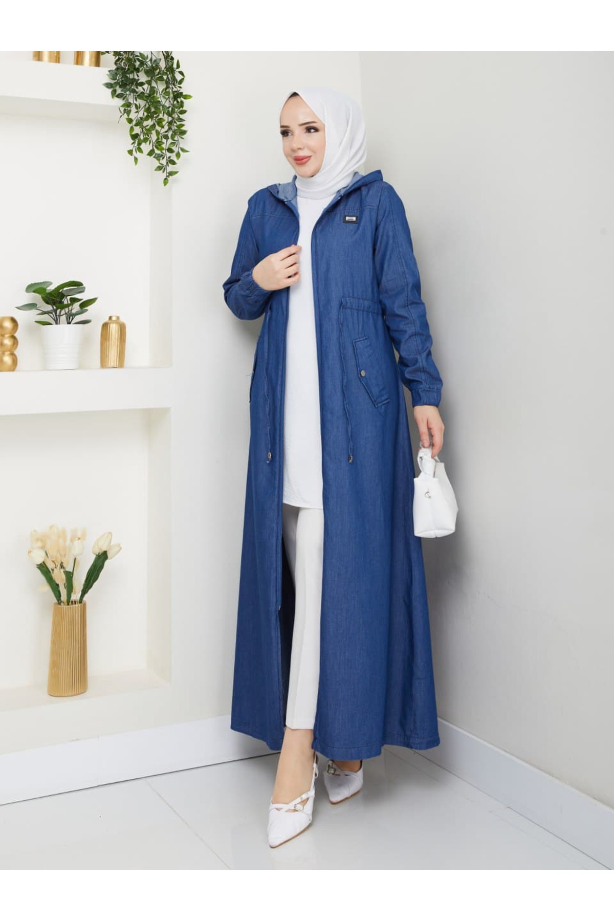 KOL LASTİKLİ TAM BOY İNCE KOT PARDESÜ