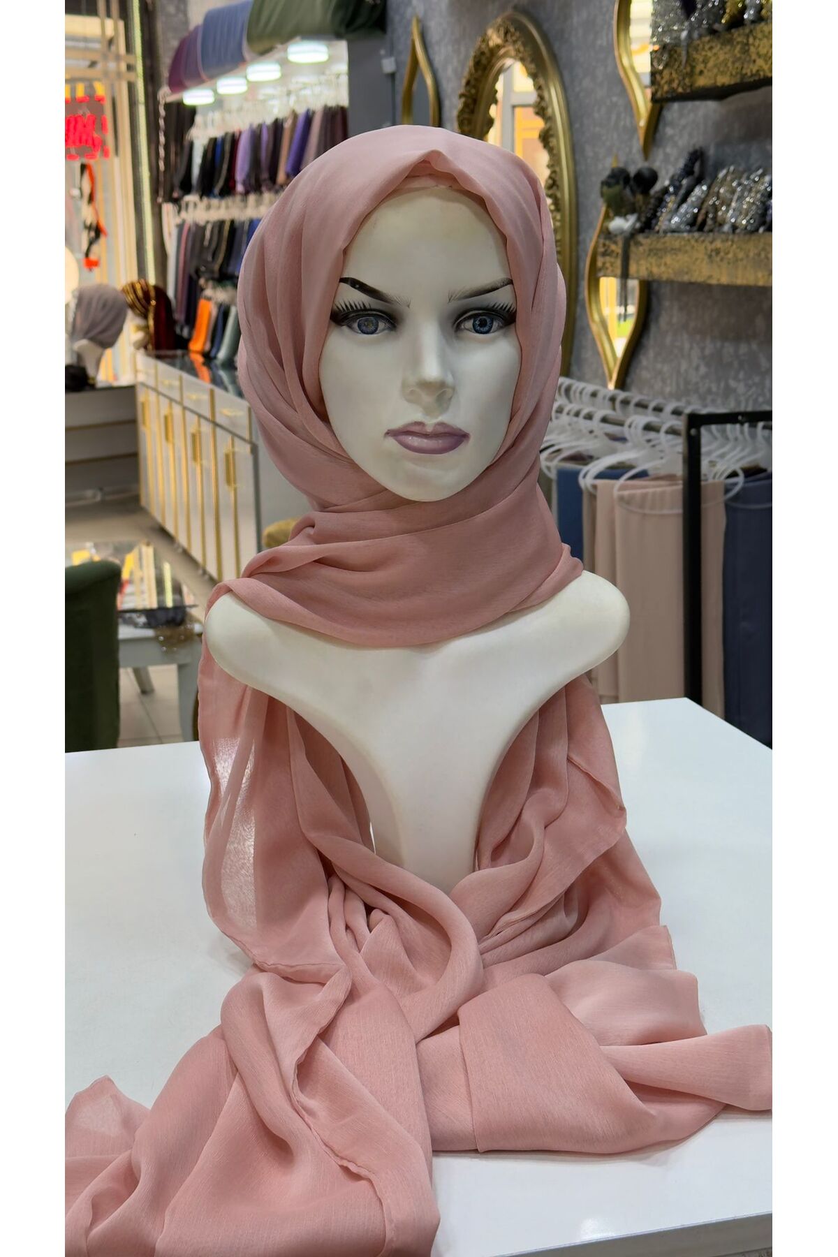 Kadın pudra pembesi janjan şal uzunluk 2.50metre abiye abayalar icin özel günlerde tercih edilen