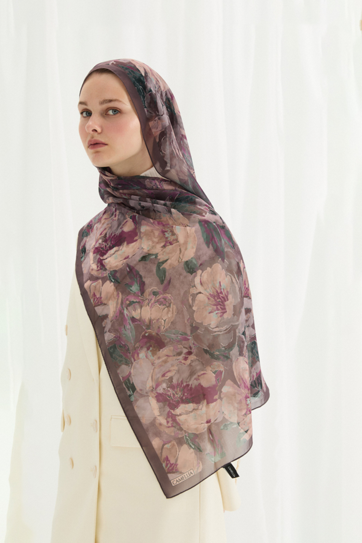 Aura İpek Krep Şal - İncir