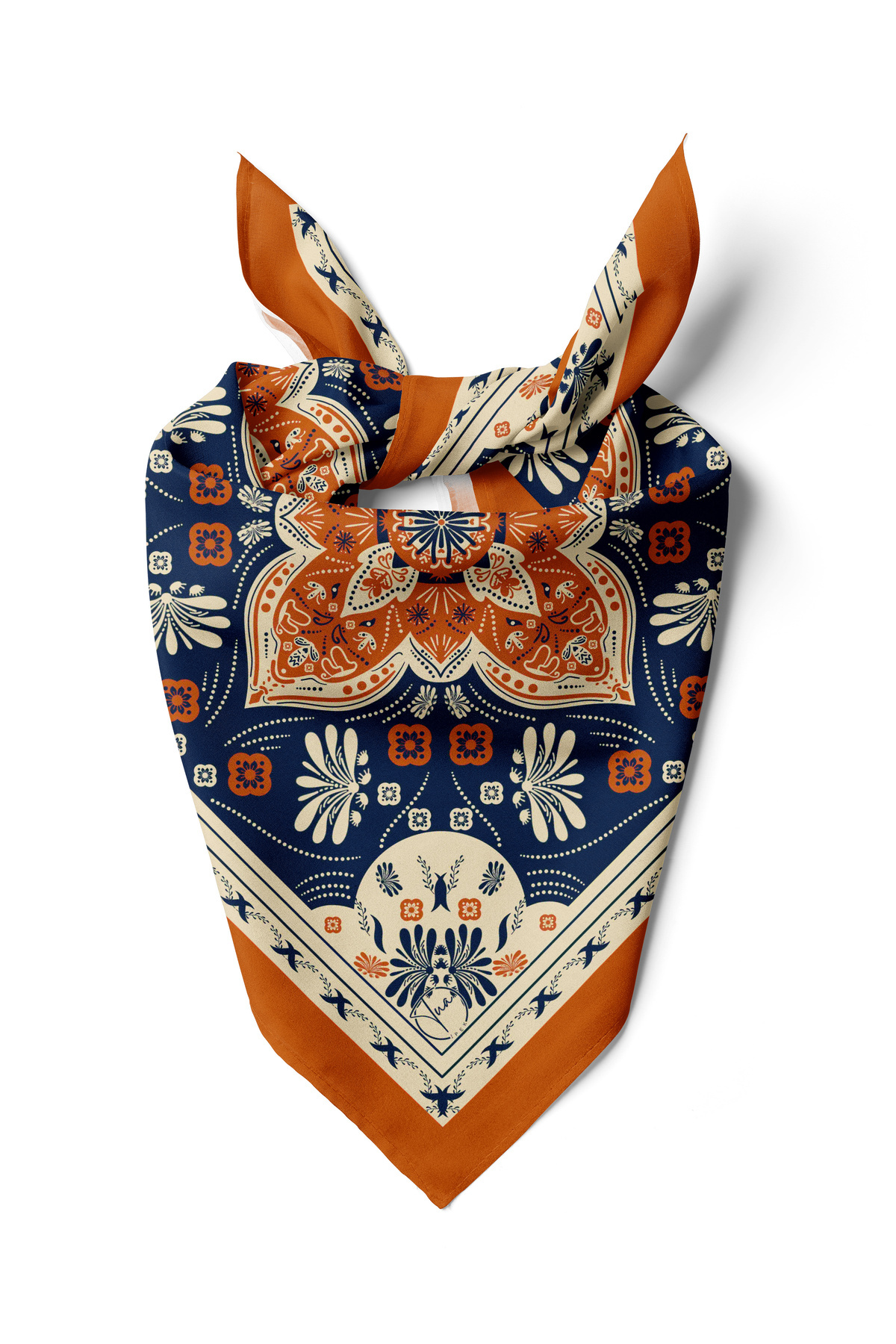Orange Kadim Harmoni Desen 55x55cm Bandana/Fular